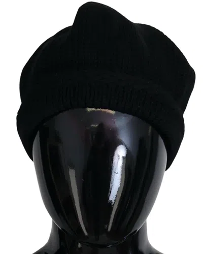 Dolce & Gabbana Black Virgin Wool Women Winter Beanie Cap Hat