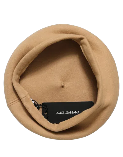 Dolce & Gabbana Hat10005 Wool-cashmere Blend Beret In Beige