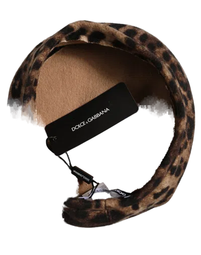 Dolce & Gabbana Hat10006 Leopard-printed Wool Cashmere Beret In Brown