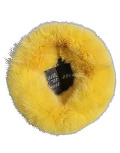 Dolce & Gabbana Hat10016 Fox & Goat Fur Bucket Hat In Yellow