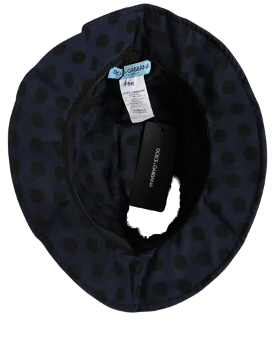 Dolce & Gabbana Hat10018 Polka Dot Cotton Bucket Hat In Navy