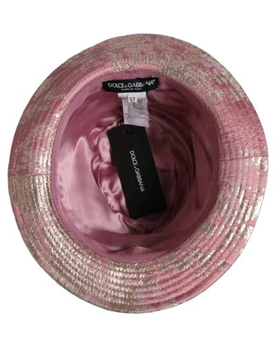 Dolce & Gabbana Hat10020 Metallic Jacquard Monogram Bucket Hat In Pink