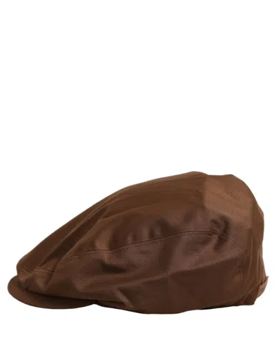 Dolce & Gabbana Hat10039 Cotton-silk Blend Flat Cap In Brown
