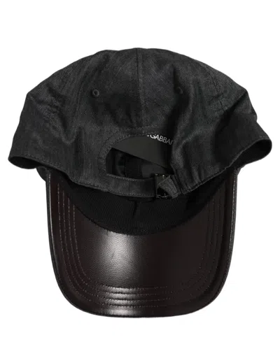 Dolce & Gabbana Hat10050 Herringbone Cotton Baseball Cap In Black