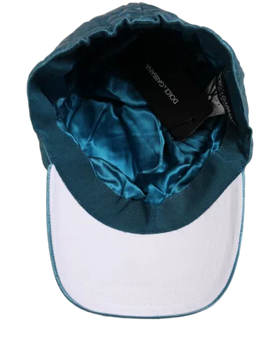 Dolce & Gabbana Men Teal Polyester Quilted Baseball Cap Hat In Blue