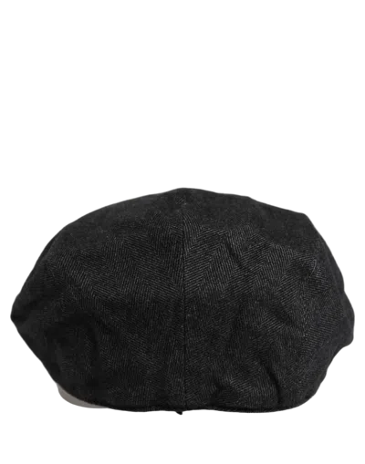 Dolce & Gabbana Hat10081 Herringbone Cotton Flat Cap In Black