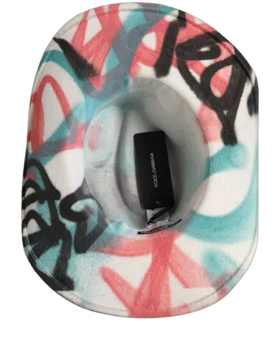 Dolce & Gabbana Hat10090 Graffiti-printed Virgin Wool Fedora In Multi