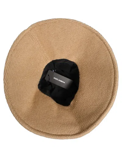 Dolce & Gabbana Hat9891 Cotton And Virgin Wool Knit Bucket Hat In Brown