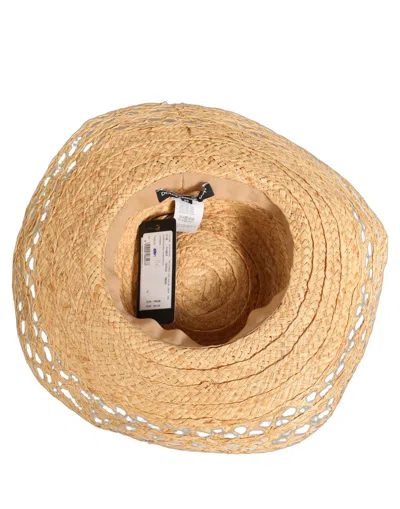 Dolce & Gabbana Hat9996 Wide Brim Woven Raffia Bucket Hat In Brown