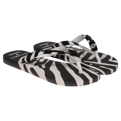 Pre-owned Dolce & Gabbana Havaianas Womens Flip Flops Us 9 / 10 Zebra White Sandals Flats