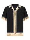 Dolce & Gabbana Men Hawaii Shirt With Logo And Striped Print In Black