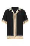 Dolce & Gabbana Men Hawaii Shirt With Logo And Striped Print In Black