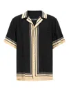 Dolce & Gabbana Men Hawaii Shirt With Logo And Striped Print In Black