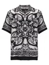 Dolce & Gabbana Maiolica Black And White Bowling Shirt With Cuban Collar And All-over Print In Silk Man In Black