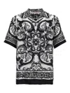 Dolce & Gabbana Maiolica Print Silk Twill S/s Shirt In Black