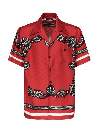 Dolce & Gabbana Hawaii Silk Twill Bandana Shirt In Multicolor