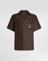 Dolce & Gabbana Hawaii Silk Twill Shirt In Brown