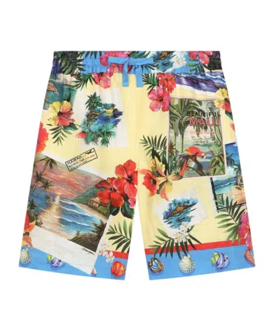 Dolce & Gabbana Kids' Hawaiian-print Bermuda Shorts In Multicolor