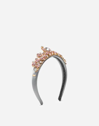 Dolce & Gabbana Headband With All Over Jewellery Application In White