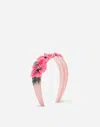 Dolce & Gabbana Headband With Floral Chiffon Application In Multi-colored