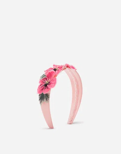 Dolce & Gabbana Headband With Floral Chiffon Application In Multi-colored