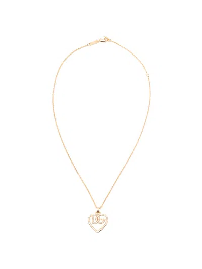 Dolce & Gabbana Heart And Logo Necklace In Gold