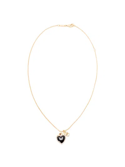 Dolce & Gabbana Heart And Logo Necklace In Silver