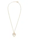 Dolce & Gabbana Heart And Logo Rhinestones Pendant Necklace Accessories In Gold