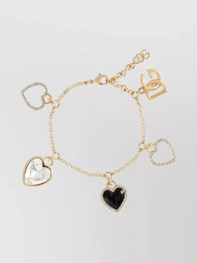 Dolce & Gabbana Women Italian Tailored Bracelet With Heart-shaped Charms In Gold