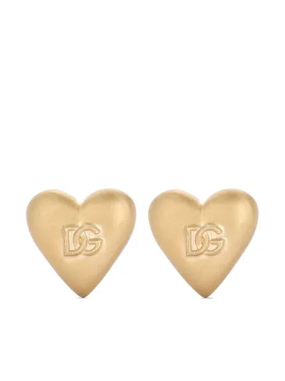 Dolce & Gabbana Heart Clip-on Earrings In Zoo00 Oro