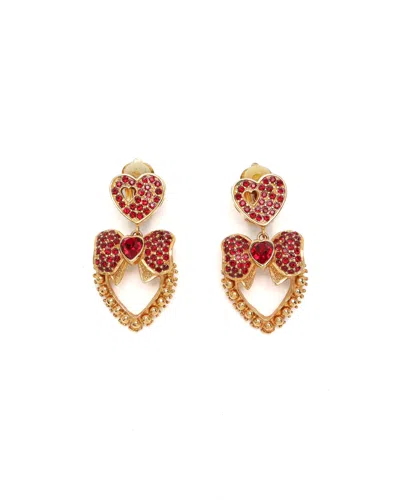 Dolce & Gabbana Heart Dangling Rhinestone Clip-on Earrings In Purple