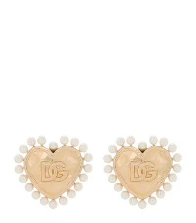 Dolce & Gabbana Heart Dg Clip-on Earrings In Gold