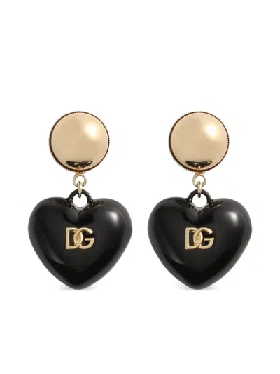Dolce & Gabbana Heart Drop Earrings In Gold