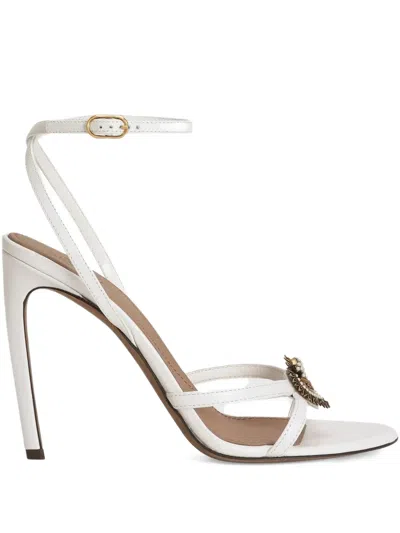 Dolce & Gabbana 105mm Dg Heart Strappy Leather Sandals In White