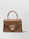 Dolce & Gabbana Heart Embellishment Small Leather Handbag In Brown