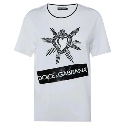 Pre-owned Dolce & Gabbana Heart Graphic Logo T-shirt In Gray