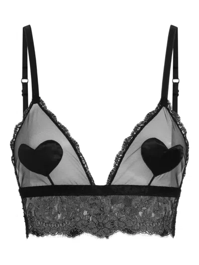 Dolce & Gabbana Heart Lace-trim Bra In Black