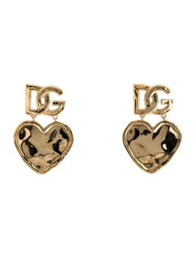 Pre-owned Dolce & Gabbana Heart Logo Clip-on Drop Earrings In Multi