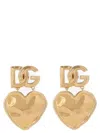 Dolce & Gabbana Drop Earrings With Hearts And Dg Logo In Gold