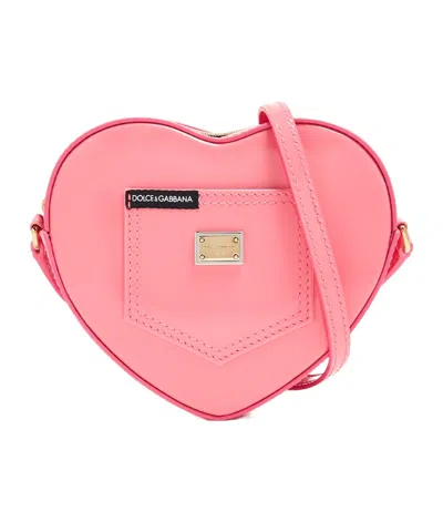 Dolce & Gabbana Heart Patent Leather Shoulder Bag In Pink