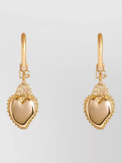 Dolce & Gabbana Heart Pendant Earrings In Gold