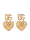 Dolce & Gabbana Drop Earrings With Hearts And Dg Logo In Gold
