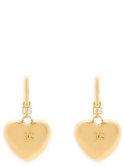 Dolce & Gabbana Heart Pendant Earrings In Gold