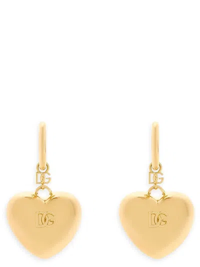 Dolce & Gabbana Heart Pendant Earrings In Grey