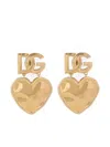 Dolce & Gabbana Drop Earrings With Hearts And Dg Logo In Grey