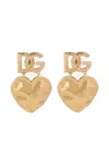 Dolce & Gabbana Drop Earrings With Hearts And Dg Logo In Metallic