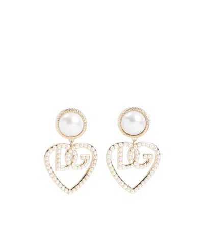 DOLCE & GABBANA DOLCE  GABBANA HEART PENDANT EMBELLISHED EARRINGS
