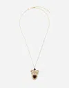 Dolce & Gabbana Heart Pendant In Yellow Gold With Rodolith Garnet And Sapphires Gold Female Onesize In Gold