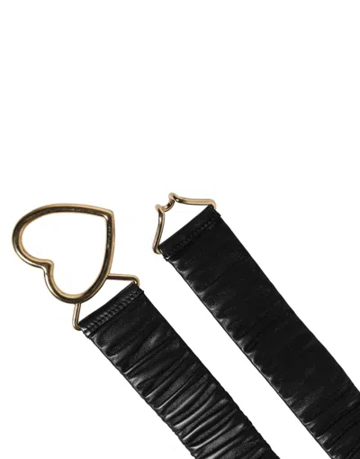 Dolce & Gabbana Heart-buckle Calf Leather Belt In Black
