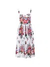 Dolce & Gabbana Cotton Dress With A Bouquet Of Flowers Print Dresses White In White
